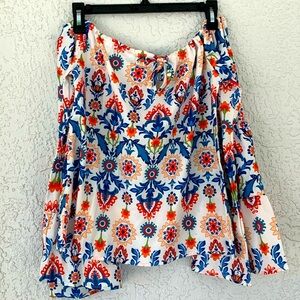 C+D+M COLORFUL OFF SHOULD TOP WITH BELL SLEEVES  SIZE S